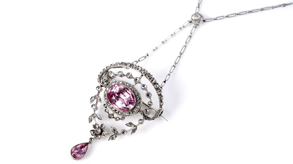 Belle Époque ink topaz and diamond pendant brooch