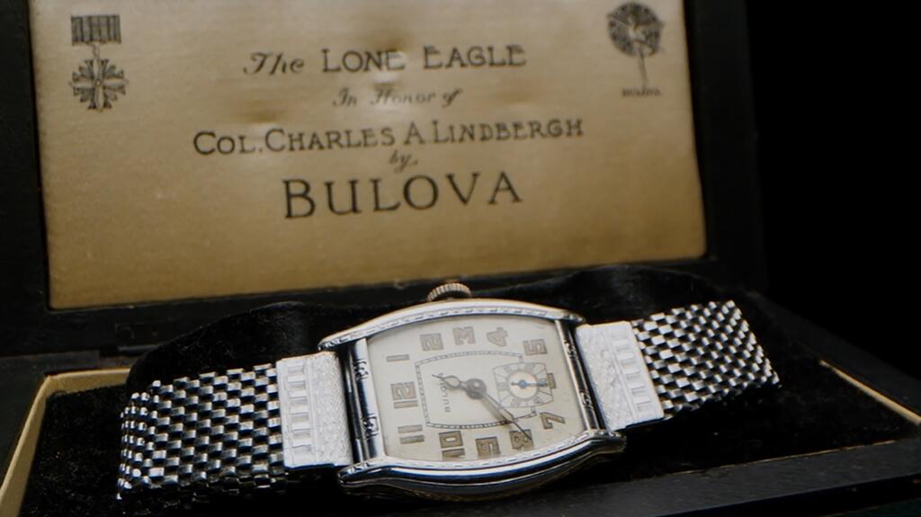 The “Lone Eagle” watch was dedicated to pilot Charles Lindbergh. Bulova Charles Lindbergh Lone Eagle watch