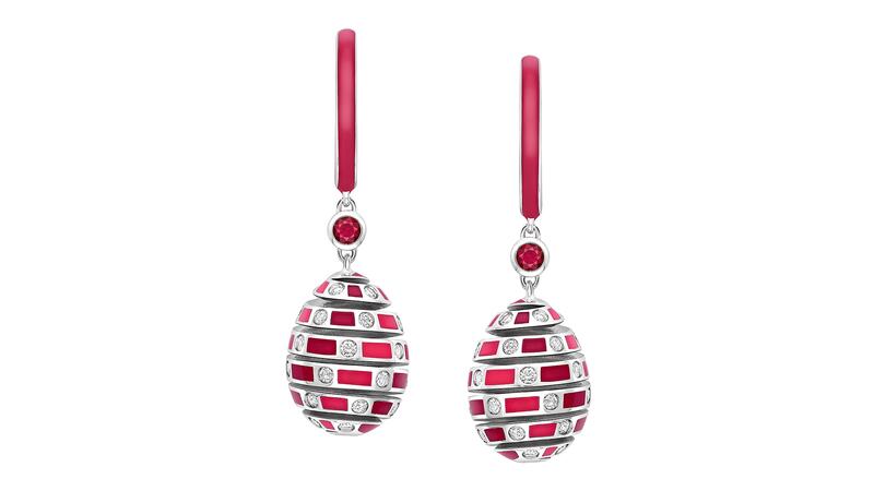 Fabergé Beetlejuice ruby red spiral earrings