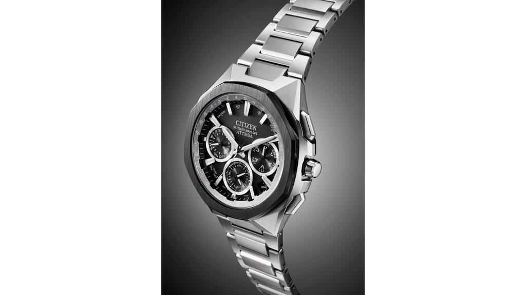 The two new Citizen Attesa models come in silver (pictured above) and black, and they are the first in the line to feature a ceramic bezel. Citizen Attesa ceramic bezel watch