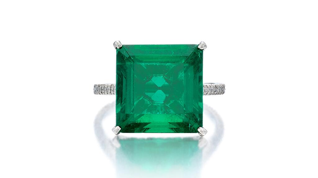 A JAR emerald and diamond ring, set with an 8.62-carat Colombian emerald JAR emerald and diamond ring