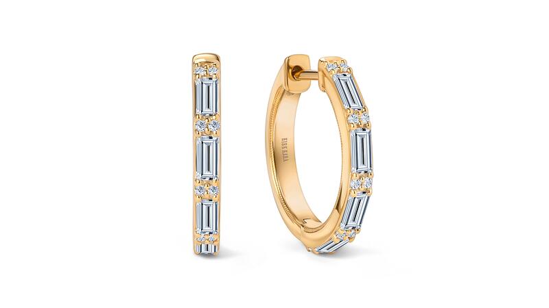 Kirk Kara Charlotte yellow gold diamond baguette hoops