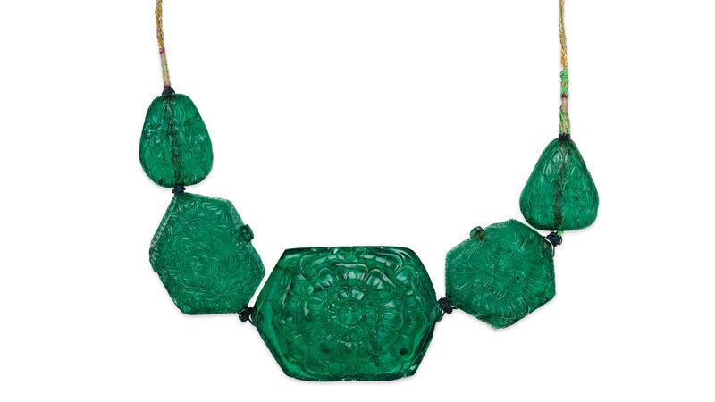 Mughal carved necklace inscribed Ahmad Shah Durr-I Durran