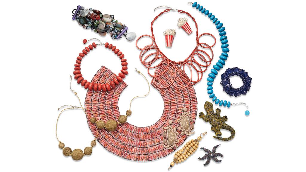 Apfel’s popcorn box earrings, seen top right, were designed by Deepa Gurnani and received an ACE Award in the fashion jewelry category in 2021. (Photo credit: Christie’s) Unapologetically Iris Popcorn Box Earrings