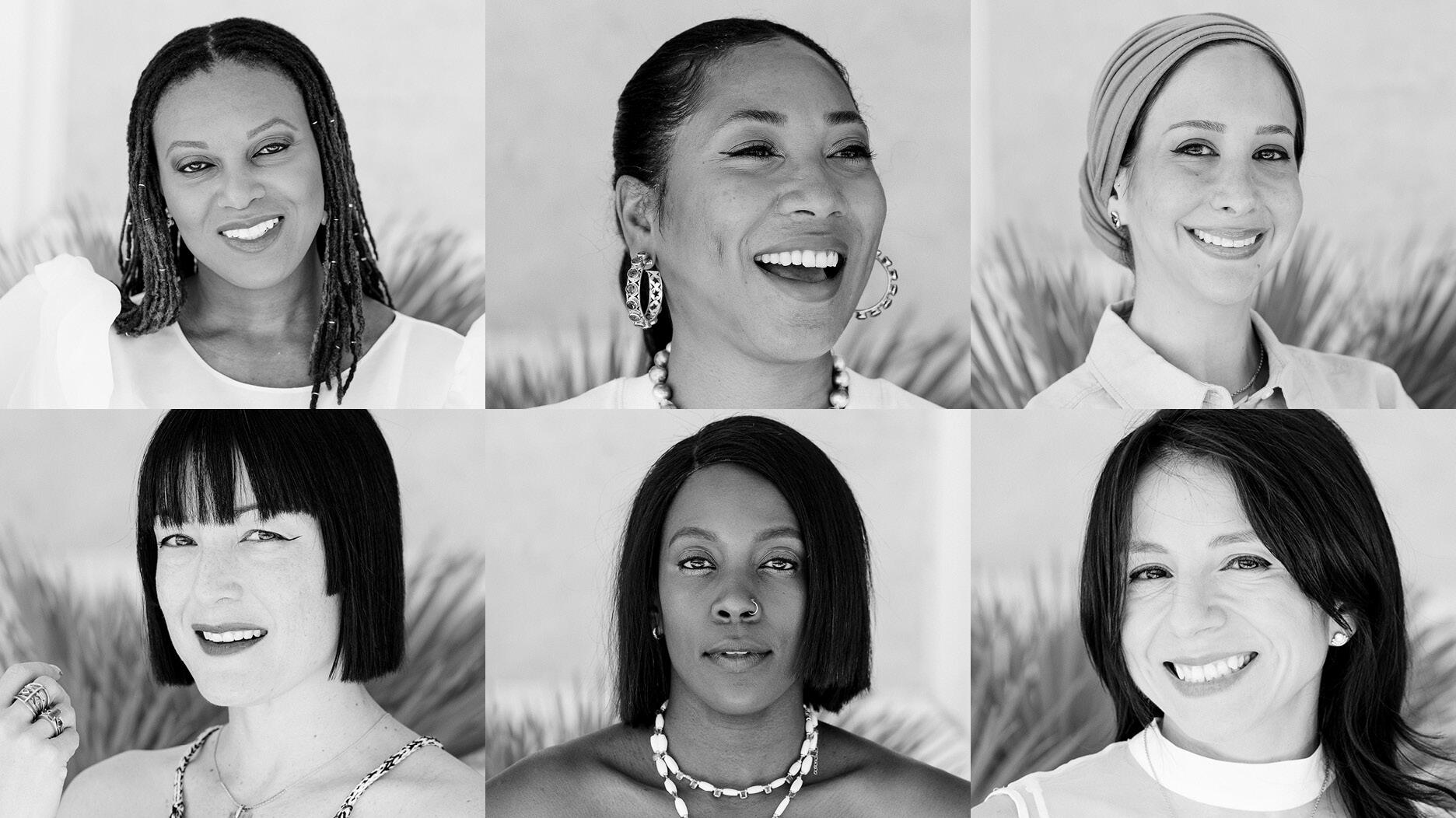 The six BIPOC designers who comprise Couture’s 2024 class of “Luminaries” are, top row left to right, Alexia Connellan, Sasha Flynn, Hiba Husayni, and, bottom row left to right, Bliss Lau, Ama McKinley, and Casey Perez. The six Couture Luminaries designers 2024