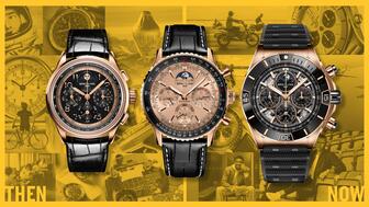 Swiss watchmaker Breitling is commemorating a milestone anniversary with the release of (from left) the Premier B19 Datora 42 140th Anniversary, the Navitimer B19 Chronograph 43 Perpetual Calendar 140th Anniversary, and the Super Chronomat B19 44 Perpetual Calendar 140th Anniversary. Breitling watches