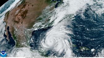 A satellite image captured by the National Oceanic and Atmospheric Administration showing Hurricane Helene moving into the Gulf of Mexico in the afternoon of Sept. 25 Hurricane Helene