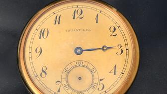 RMS Carpathia Captain Arthur Rostron received this watch from three surviving widows inscribed with a heartfelt message. 18-karat gold Tiffany & Co. pocket watch Captain Arthur Rostron
