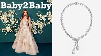 The custom lab-grown diamond jewelry set was intentionally designed for the Baby2Baby gala auction, an event hosted by the nonprofit organization to raise support for its mission of providing children living in poverty with basic necessities. Seen here is the “Monique Lhuillier Bliss & Kay Jewelers” necklace, one of the four pieces from the collaborative set. Monique Lhuillier and Monique Lhuillier Bliss & Kay Jewelers necklace