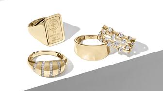A selection of jewelry available at Signet Jewelers-owned banner Kay Jewelers. Signet Jewelers posted a 3 percent year-over-year decline in sales in its third quarter. Gold rings