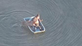 A man and a woman were arrested in Washington state earlier this month, accused of stealing $11,000 in jewelry and then attempting to escape via rowboat. (Image courtesy of the Jefferson County Sheriff's Office) Two people in a rowboat