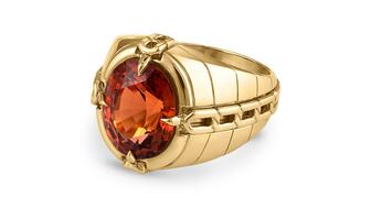 The “Gypsy Link” ring by Lindsey Scoggins Studio ($9,500) is one of the 16 garnet pieces in Amanda’s Style File for January birthdays. Lindsey Scoggins Studio Gypsy Link Ring