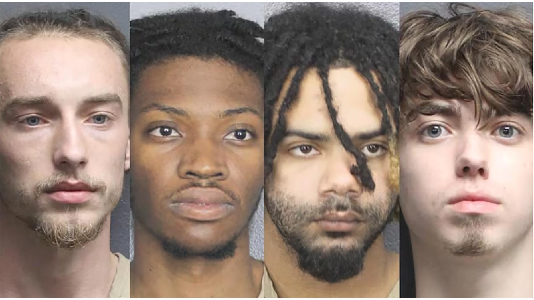 From left to right, Zacary Briggs, Aaron Hammond, Tre’von Anthony Neal, and Evan Puckett. The four men are accused of planning to kidnap and rob a jeweler of his cryptocurrency. (Image courtesy of the Jewelers’ Security Alliance) Mugshots of Zacary Briggs, Aaron Hammond, Tre’von Anthony Neal, and Evan Puckett