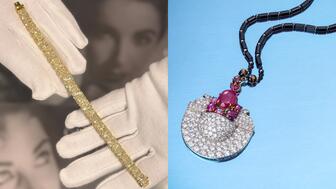This yellow diamond line bracelet (left), which Michael Jackson gifted to Elizabeth Taylor, sold for $147,480 at Woolley & Wallis’ recent jewelry sale, while the Cartier necklace seen at right sold for $85,218. (Photos courtesy of Woolley & Wallis). Elizabeth Taylor diamond bracelet