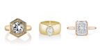 3 natural diamond engagement rings by Marrow Fine, Stephanie Gottlieb, Single Stone, and Sylvie Jewelry