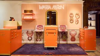 Inside the Liberty jewelry hall, the Marla Aaron shop-in-shop showcases the brand’s maximalist designs and carabiner clasps. Marla Aaron Liberty London Shop-in-Shop