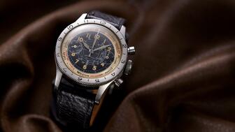 The Gallet “Flying Officer” watch, a waterproof chronograph launched in 1939 that could keep track of the time in multiple time zones. President Harry Truman received a “Flying Officer” as a Christmas gift and was known to wear it regularly. (Photo courtesy of Breitling) Gallet Flying Officer watch
