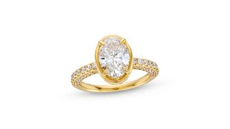 A lab-grown diamond engagement ring by the Vera Wang Love brand, sold at Signet Jewelers-owned banner Zales. On Wednesday, Signet announced plans to close, renovate, and relocate stores and reduce it senior leadership by 30 percent after reporting a 7 percent drop in annual sales. Lab-grown diamond engagement ring