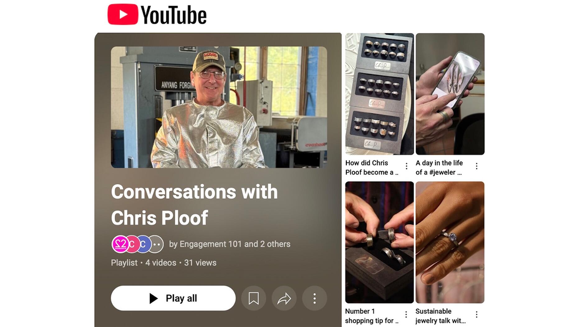 Season one of “Conversations with Chris Ploof” includes six short videos, with the finale scheduled for March 31, and season two in the works to release this fall. Conversations with Chris Ploof YouTube Video Series