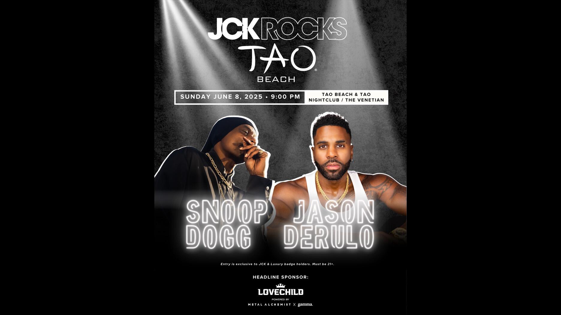 Snoop Dogg and Jason Derulo will perform at this year’s JCK Rocks show. JCK Rocks 2025