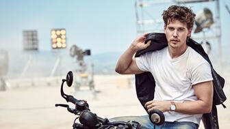 Austin Butler, the actor who starred in “Elvis,” “Dune 2,” and “The Bikeriders,” is now Breitling’s latest brand ambassador. He is seen here wearing the new “Top Time B31” timepiece ($5,600). Austin Butler