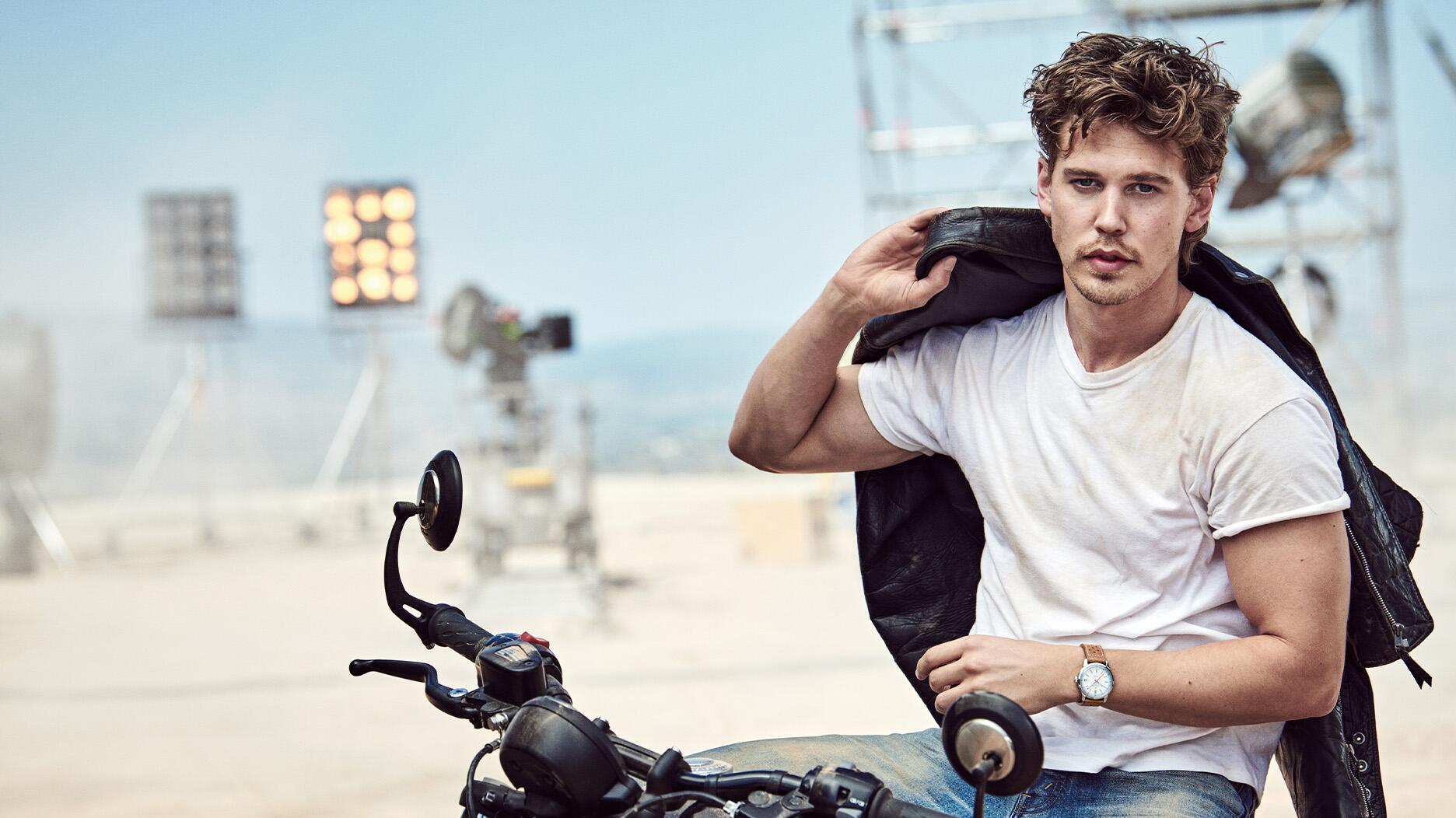 Austin Butler, the actor who starred in “Elvis,” “Dune 2,” and “The Bikeriders,” is now Breitling’s latest brand ambassador. He is seen here wearing the new “Top Time B31” timepiece ($5,600). Austin Butler
