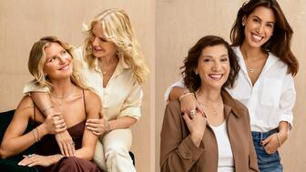 Brilliant Earth’s new Mother’s Day campaign features two style influencers and their moms. From left, Brigette Pheloung and her mother Laura, and Tania Sarin and her mother Anita. Brigette and Laura Pheloung with Tania and Anita Sarin