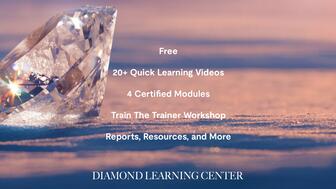The Diamond Learning Center includes more than 20 short-form videos to educate salespeople on frequently asked diamond questions, four in-depth modules with certifications of achievement, training workshops, and other resources. Natural Diamond Council Diamond Learning Center Graphic