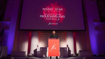 PDPaola’s CEO of North America Jason McNary accepted the Fine Jewelry Award on behalf of co-founder and creative director Paola Sasplugas. Jason McNary accepting FGI Fine Jewelry Rising Star award for Paola Sasplugas