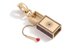This Amanda’s Style File focuses on charms and the nostalgia they hold. One of the 19 selects is Mined + Found’s "Hope" matchbox locket with a pavé-set pink sapphire strike plate and cover, which opens to reveal a red enameled match in 14-karat yellow gold ($4,225). Mined + Found "Hope" Matchbox Locket