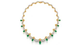 There’s no better way to kick off May than with an Amanda’s Style File celebrating emeralds. Among the jewels featured this month is this emerald and diamond necklace from Oscar Heyman ($190,000). Oscar Heyman emerald and diamond necklace
