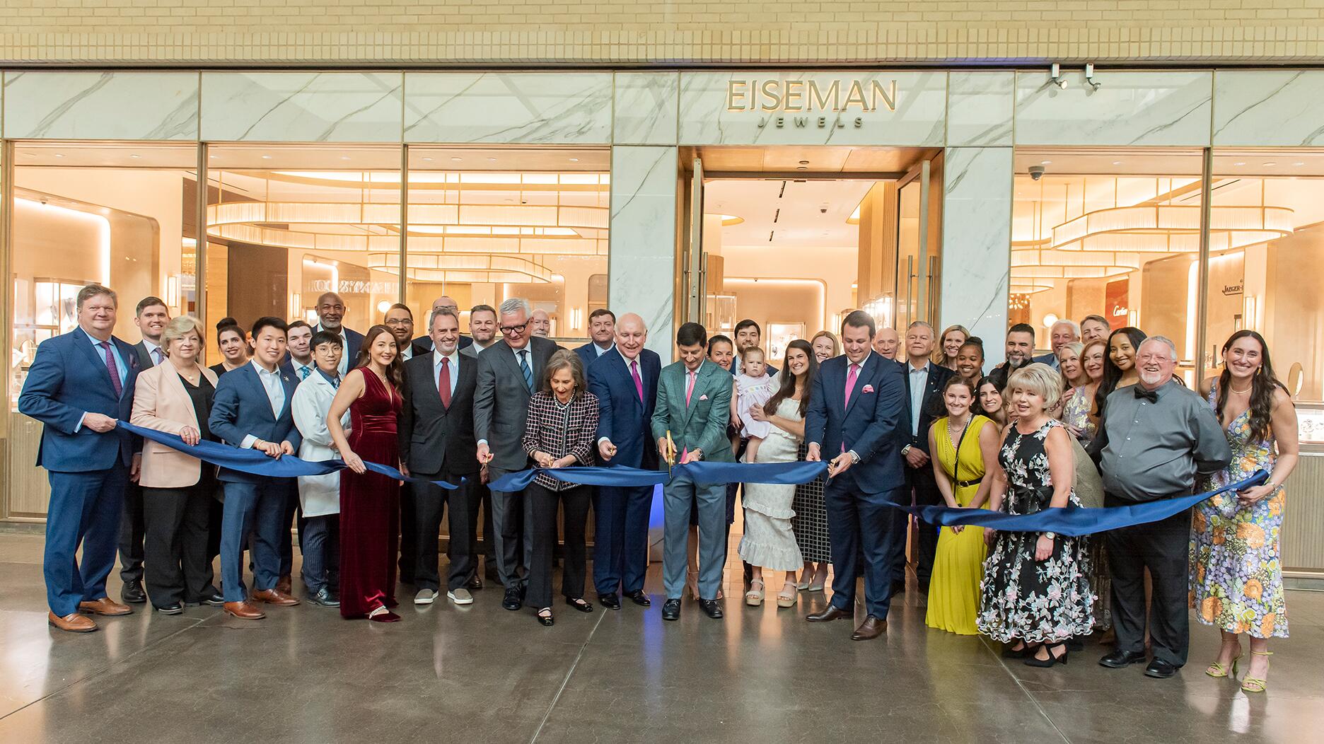 Eiseman Jewels, a family-owned independent retailer that has been in business for more than 60 years, recently held a ribbon-cutting ceremony to celebrate its renovated store in Dallas’ NorthPark Center. Eiseman Jewels ribbon cutting ceremony