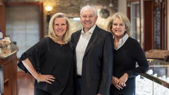 Jorge Adeler, seen here with his daughters Wendy and Valentina Adeler, founded Adeler Jewelers alongside his wife Graciela Adeler 50 years ago. Jorge Adeler, Wendy Adeler, Valentina Adeler
