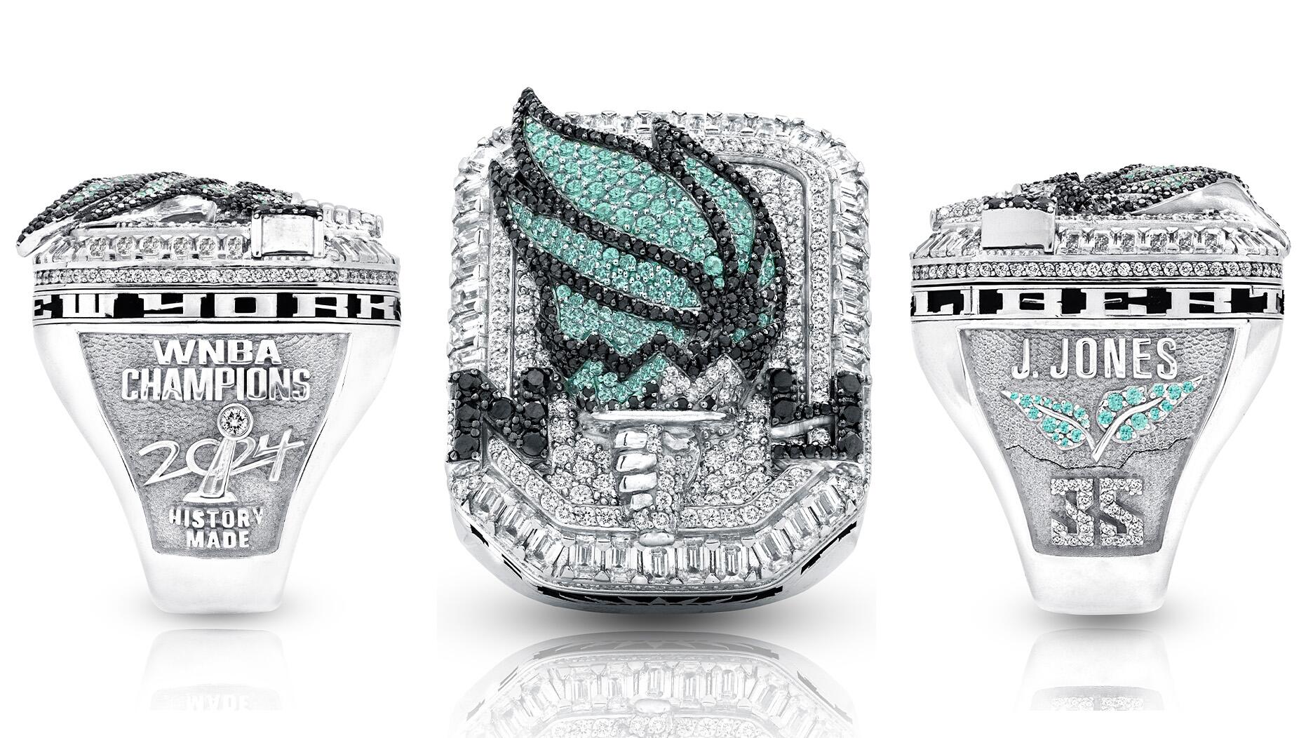 The WNBA team tasked Jason Arasheben of Jason of Beverly Hills and Brooklyn-based designers Dynasty Ogun and Soull Ogun of L'Enchanteur to create the championship rings marking its first WNBA Championship win in 28 seasons. New York Liberty 2024 WNBA Championship Ring