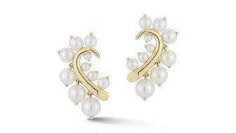 This month’s Amanda’s Style File features the three June birthstones, moonstone, alexandrite, and pearl, as seen in these Seaman Schepps “Lily of the Valley” earrings with pearls set in 18-karat yellow gold ($6,250). Seaman Schepps pearl earrings