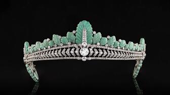 The top lot at Bonhams’ “London Jewels” auction on June 5 was a Cartier turquoise and diamond tiara, circa 1930, owned by Nancy Astor, Viscountess Astor. It exceeded its pre-sale estimate, selling for more than $1 million. Nancy Astor tiara