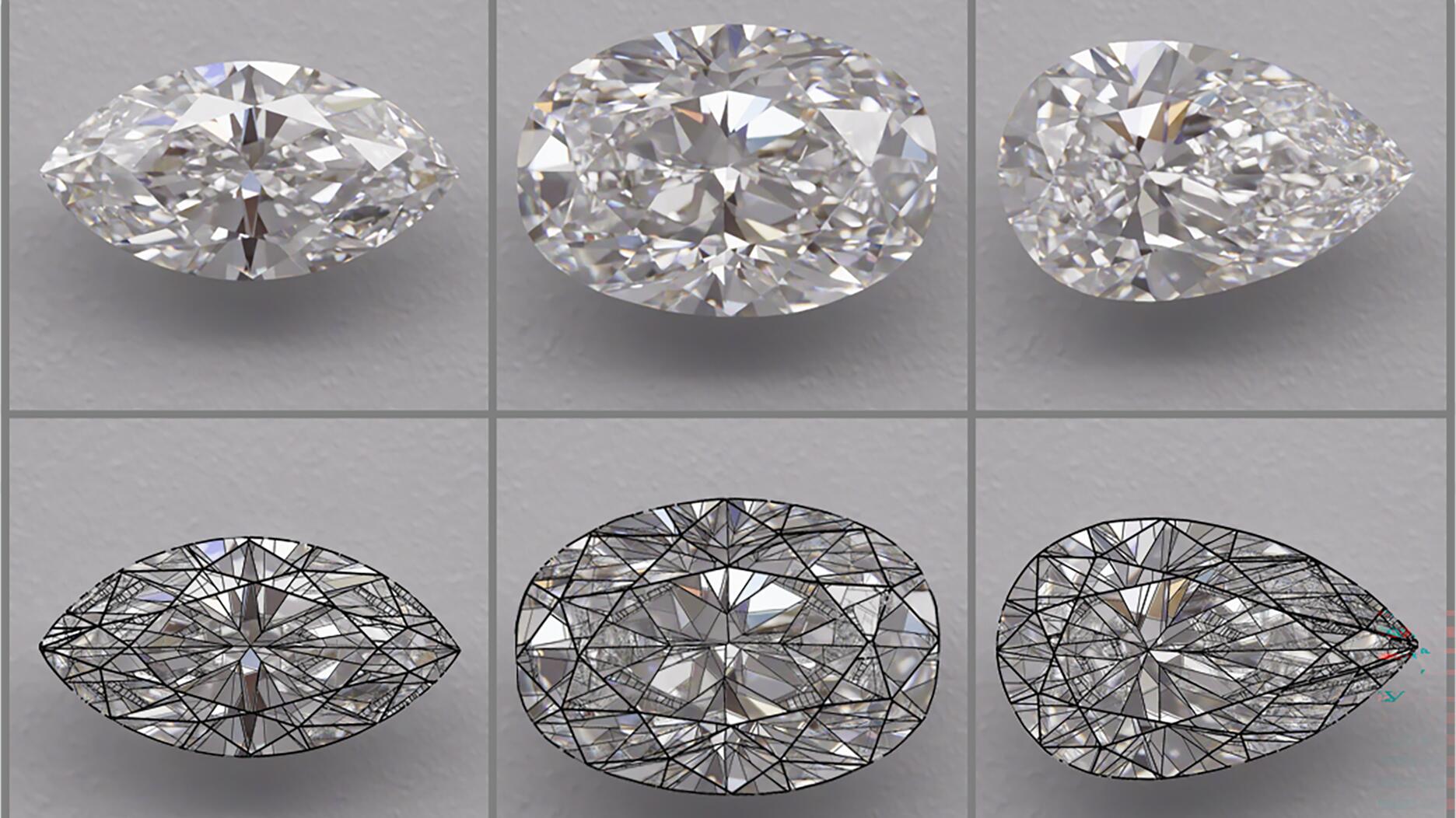 The Accredited Gemologists Association is hosting “Diamonds from Mine to Market” online on Tuesday, June 24 from 9 a.m. to noon PDT. Three diamonds with diagrams